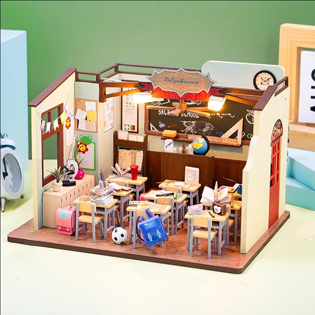 Foto 6 de 6 de Kit de Casa de Muñecas en Miniatura para Hacerlo Tú Mismo Aula Escolar Casa de Muñecas de Madera Miniaturas…