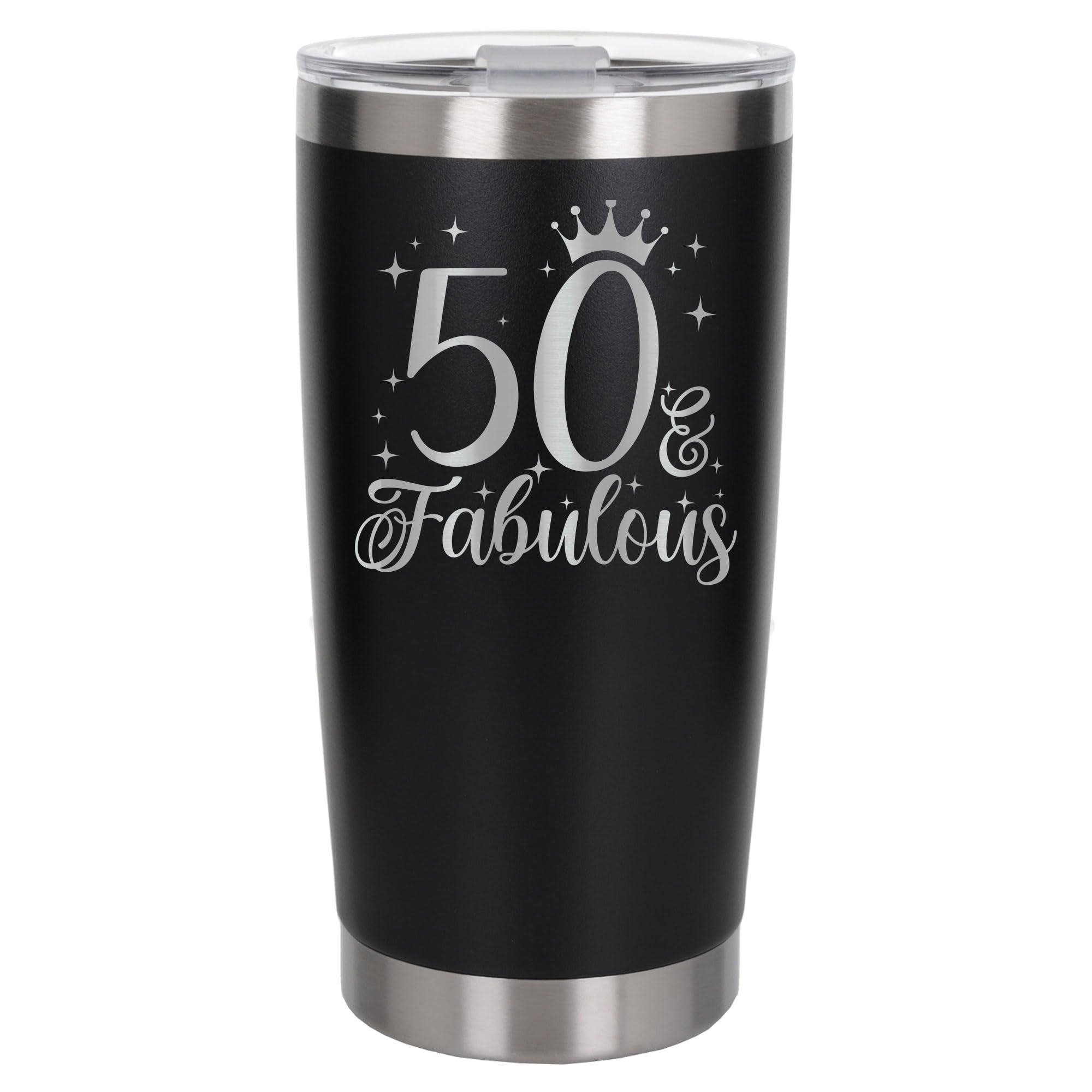 Always Looking Good 50th Birthday Gift 50 & Fabulous Engraved Insulated Travel Mug Gift for Her Present for 50 Year Old Black Thermal Coffee Flask Travel Mugs with Lids