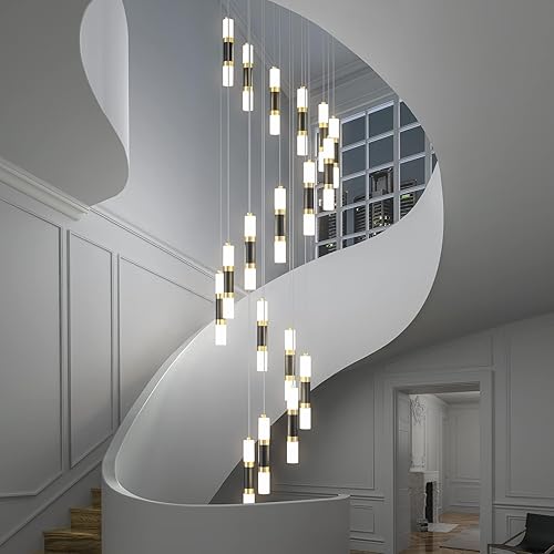 Miniatura 8 de Lámpara de techo de 18 luces moderna para isla de cocina, color oro negro, lámpara colgante de techo regulable LED de 108W, gran lámpara de araña