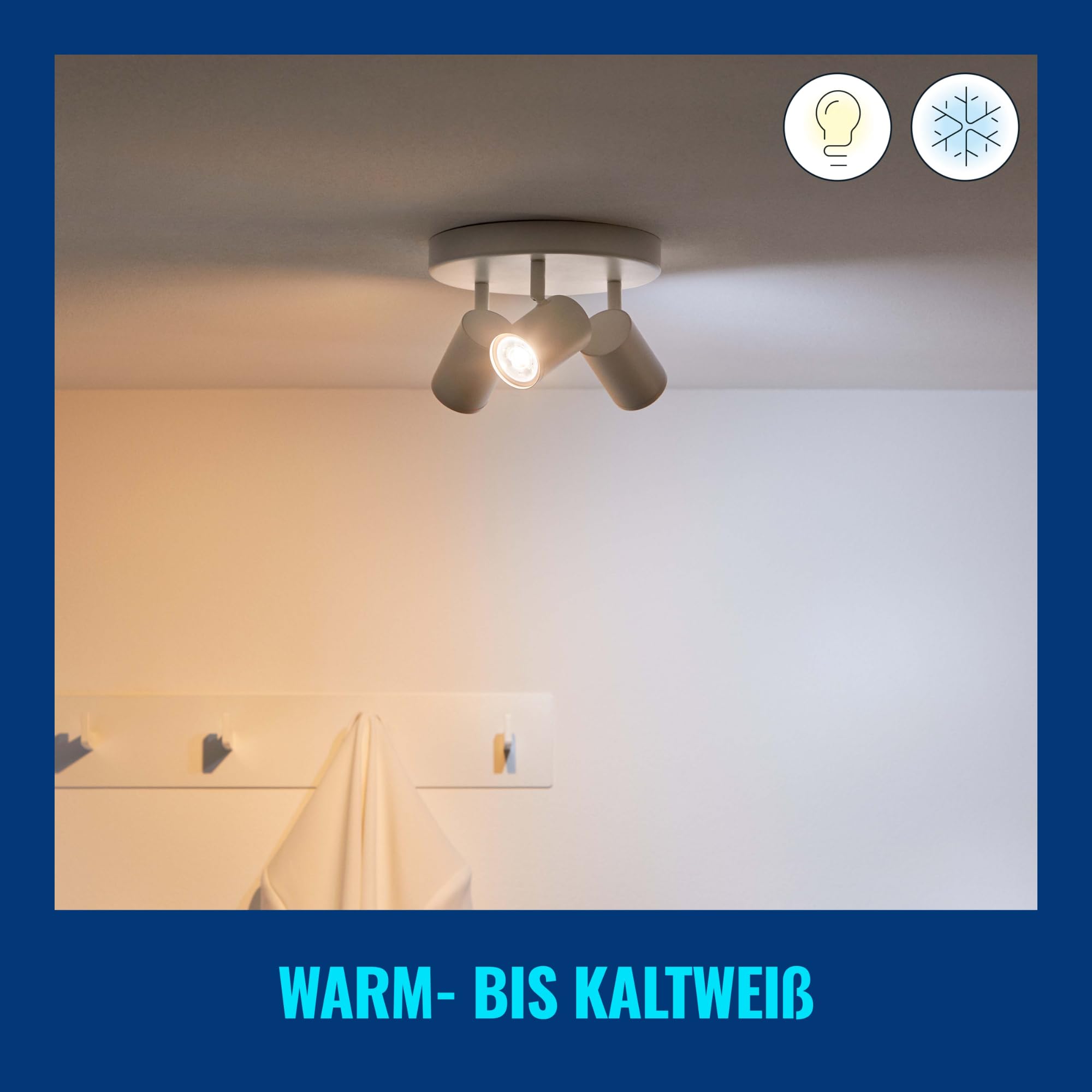 WiZ GU10 smarte LED Lampe, Glas, 3er-Pack - 50W, mit 16 Mio. Farben + Weißschattierungen, WLAN/Bluetooth, Sprach- / App-Steuerung, funktioniert mit Google Home, Alexa und HomeKit