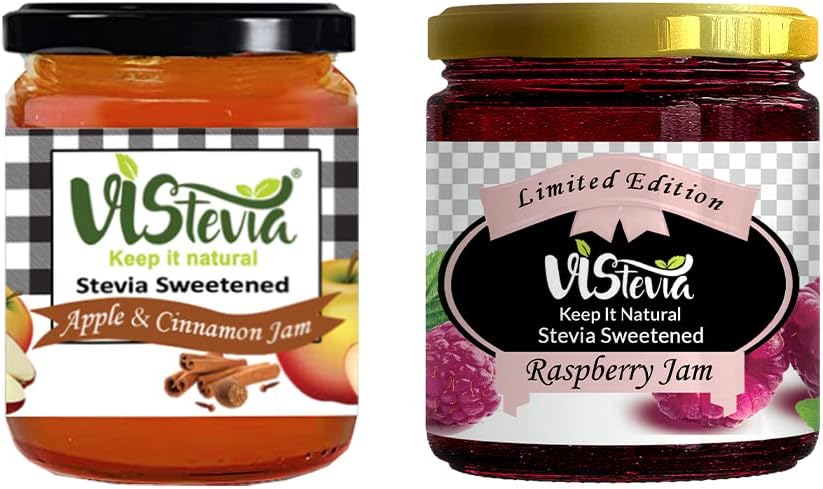 Sugar Free Apple & Raspberry Jam (220gm × 2) | Diabetic & Keto Friendly | Sweetened with Stevia | 100% Natural | More Than 60% Whole Fruit | Tastes Delicious