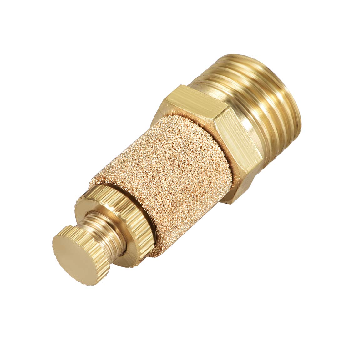 uxcell Sintered Bronze Exhaust Muffler Top Adjustable 1/4 NPT - Brass Body Pneumatic Air Muffler Air Flow Speed Controller Brass Flow Control Muffler 2pcs — Amazon image 3