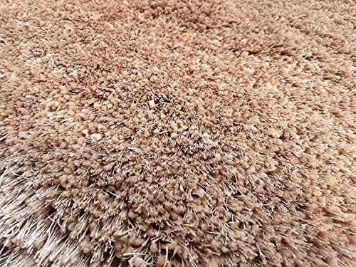 Image of Handmade 2 Inch Pile Height Super Soft Touch Export Quality Plain Shag Rectangular Carpets For Home Size 3X5 Feet Color Beige