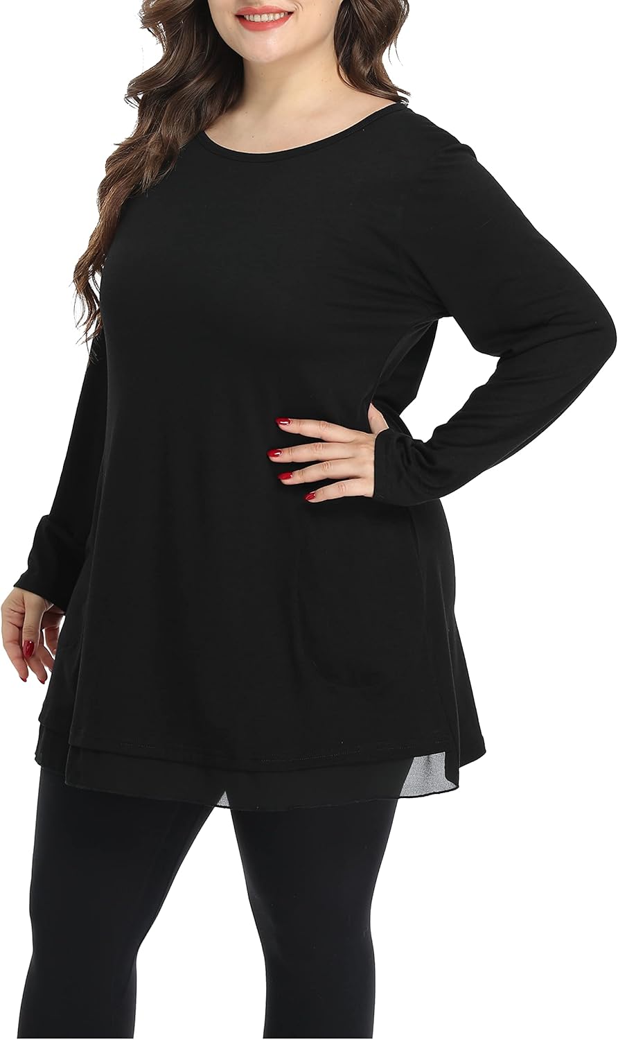 Shiaili Heather Plus Size Tunic Tops for Women Long Flowy Shirts for Leggings - Image 3