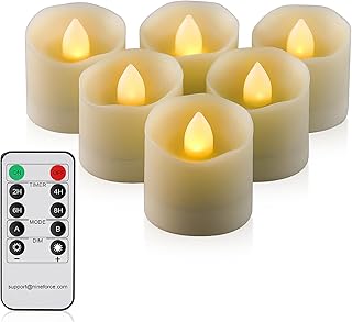 Flameless Candles with Remote LED Tealight Candles Tea Lights Votive Candle with Timer, Unscented Outdoor Flickering Warm White Flame Fake Candles, Battery Operated Candles 200 Hours - 6 Set x 1.3