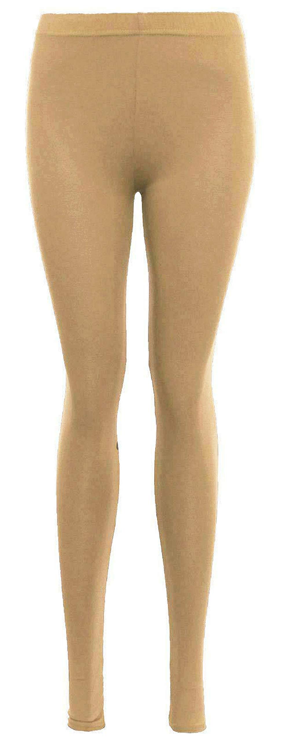 Zaif & Hari Womens Legging Ladies Plain Stretchy Viscose Full Length Leggings Plus Size 8-26 (Beige, 24-26)