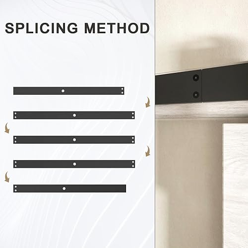 Miniatura 8 de DaAzHai Kit de riel de hardware para puerta corredera de granero de 12 pies para puerta doble fácil de instalar - Riel de puerta de granero