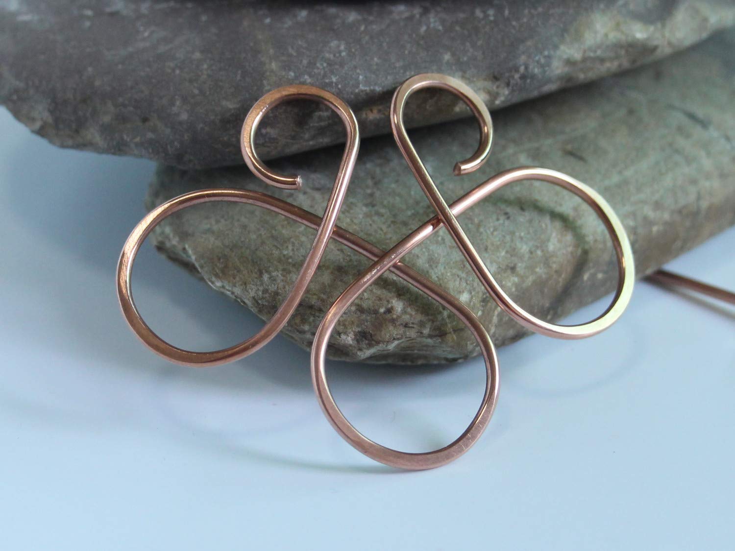 Celtic Copper Hair Clips with Hair Stick Hair Barrettes Hair Pins Rustic Hair Jewelry Hoop Hair Slide Circle Pin Womens Gift For Her