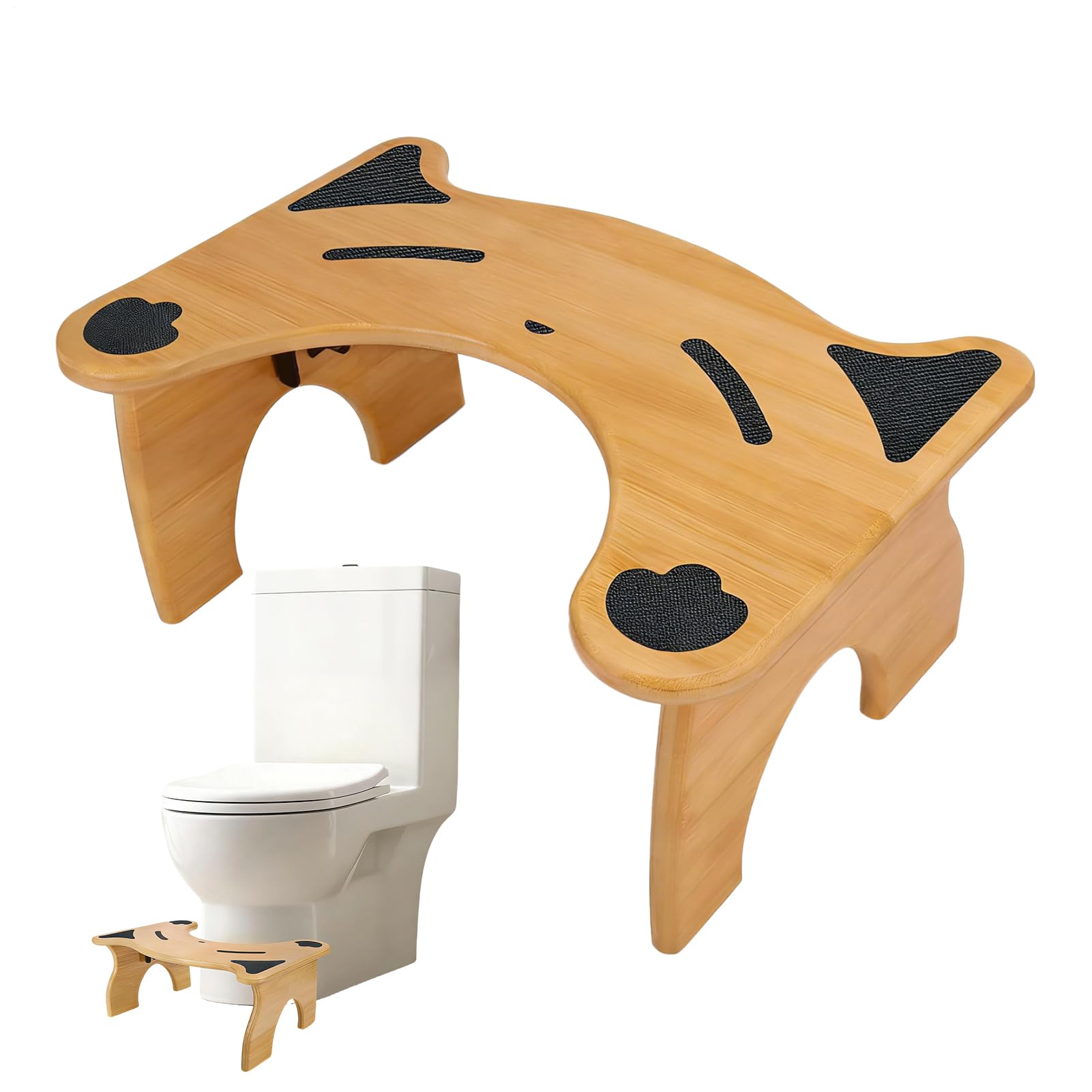 Taburete de inodoro portátil de madera plegable para estreñimiento