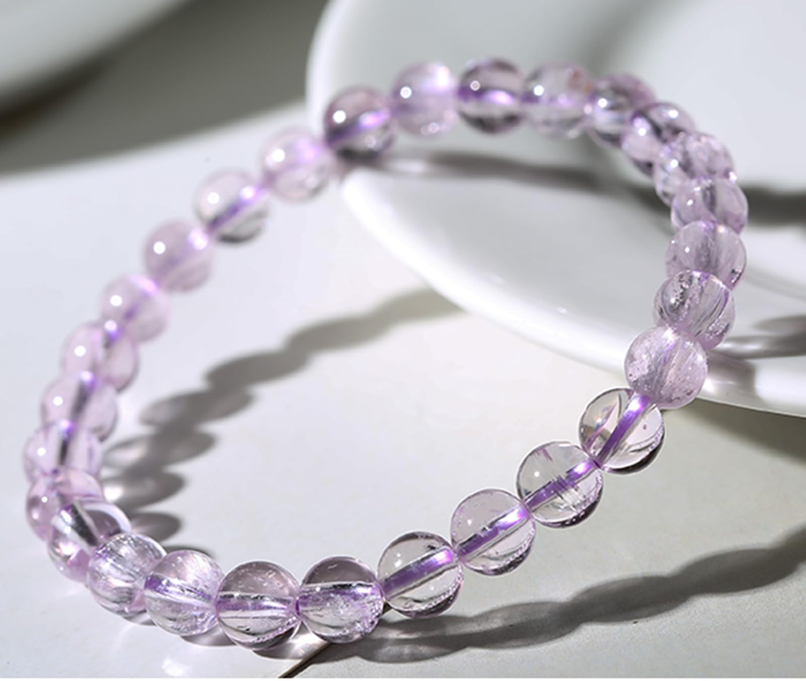 7mm, Pulseras de Kunzita para Mujer, Pulseras de Cuentas de Chakras, Cristales Naturales y Piedras curativas, Joyas, Pulseras de Cristal Morado, Regalos de joyería