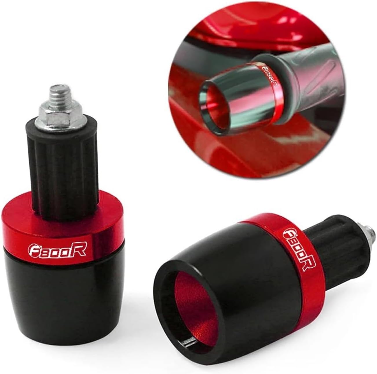 for F800R F800 R F 800R F 800 R Motorcycle Universal Handlebar Grips Ends Handle Bar Counterweight Cap Plug Slider(Red)