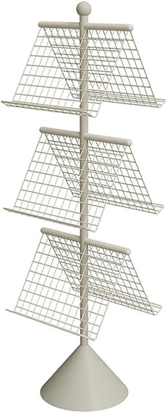 Floor-Standing Magazine Rack - Rotating Magazine Holder with Netting Side Panels, Simple Iron Design Ideal for Exhibitions, Shopping Malls, and Offices
