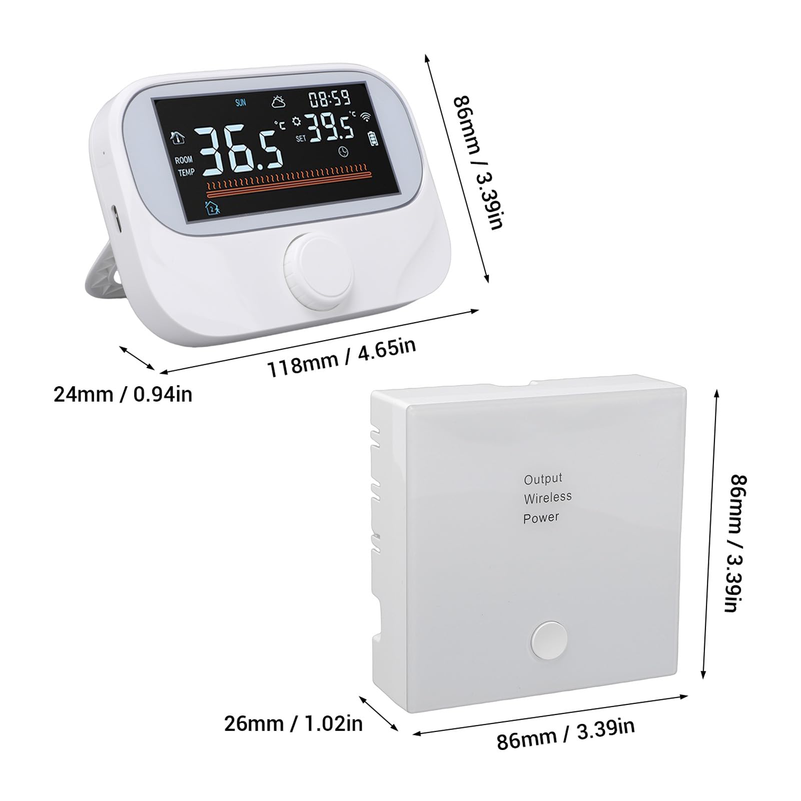 Oumefar WiFi Termostat Bojlera Termostat Pokojowy Sterownik Temperatury Programowalny Inteligentny Czas Pokrętło Obrotowe Wyświetlacz Pogody Pamięć Wyłączenia Zasilania z Odbiornikiem