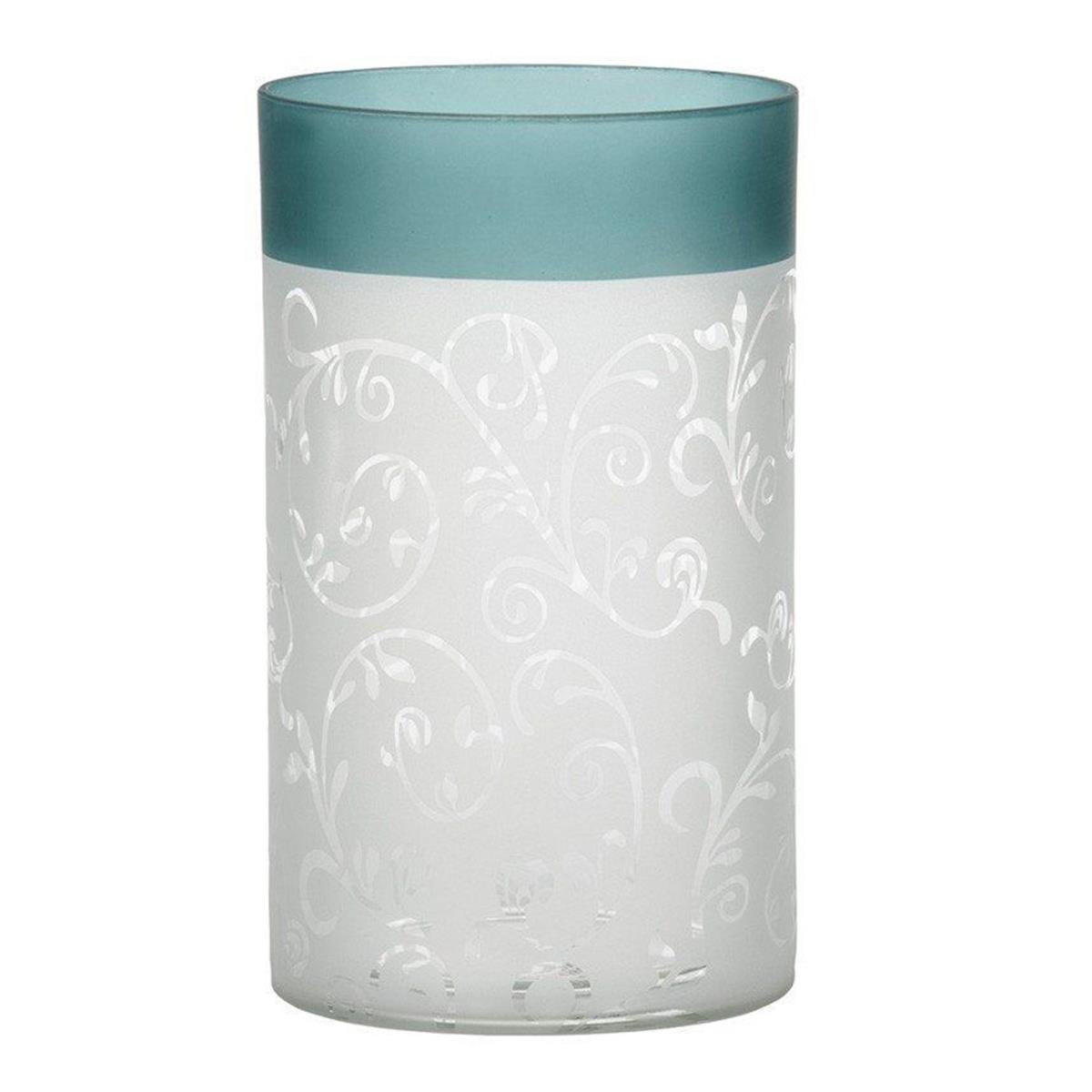 Yankee Candle 1521507 Teal Vine Glass Tealight Holder, Green/White, 15 x 10 x 10 cm