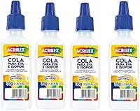 Acrilex Cola Liquida Incolor para Eva e Isopor, 35g, Lavável, Escolar e Artesanato
