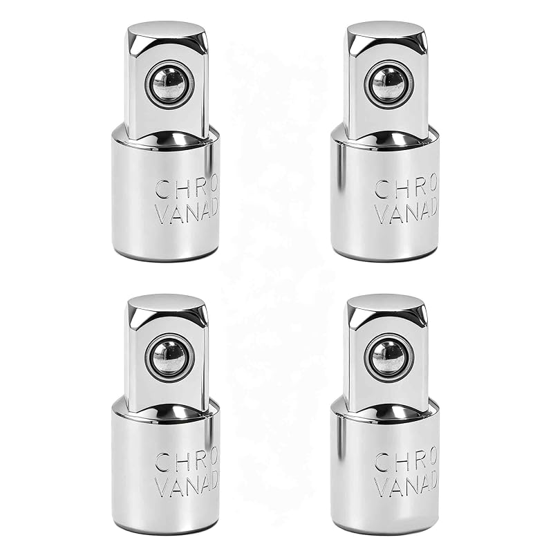Kit com 4 Adaptadores de Soquete AUXBC com Encaixe de 9,5 mm (3/8 pol.) Fêmea para 12,7 mm (1/2 pol.) Macho em Aço CR-V
