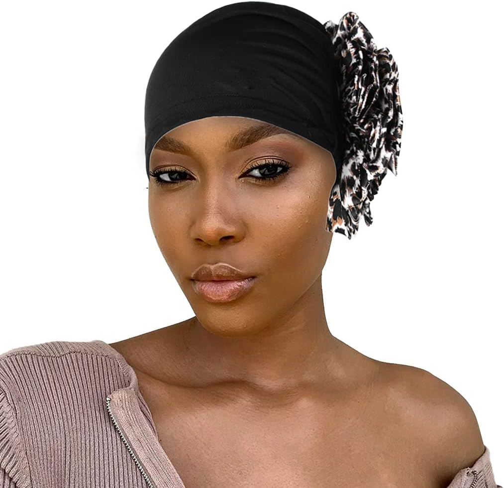 BohendWomen Big Flower Elastic Turban Beanie Head Scarf Wrap Hair Cap Hair Accessories for Women and Girls