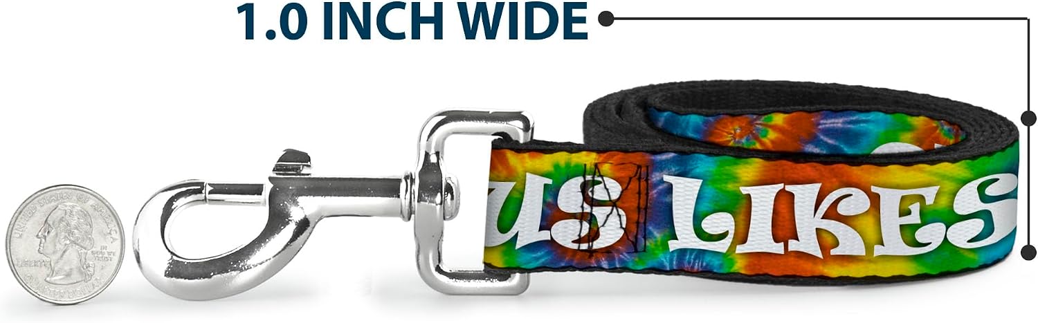 Dog Leash - 6-FEET - ONE of US Likes Grass Tie Dye Multi Color White