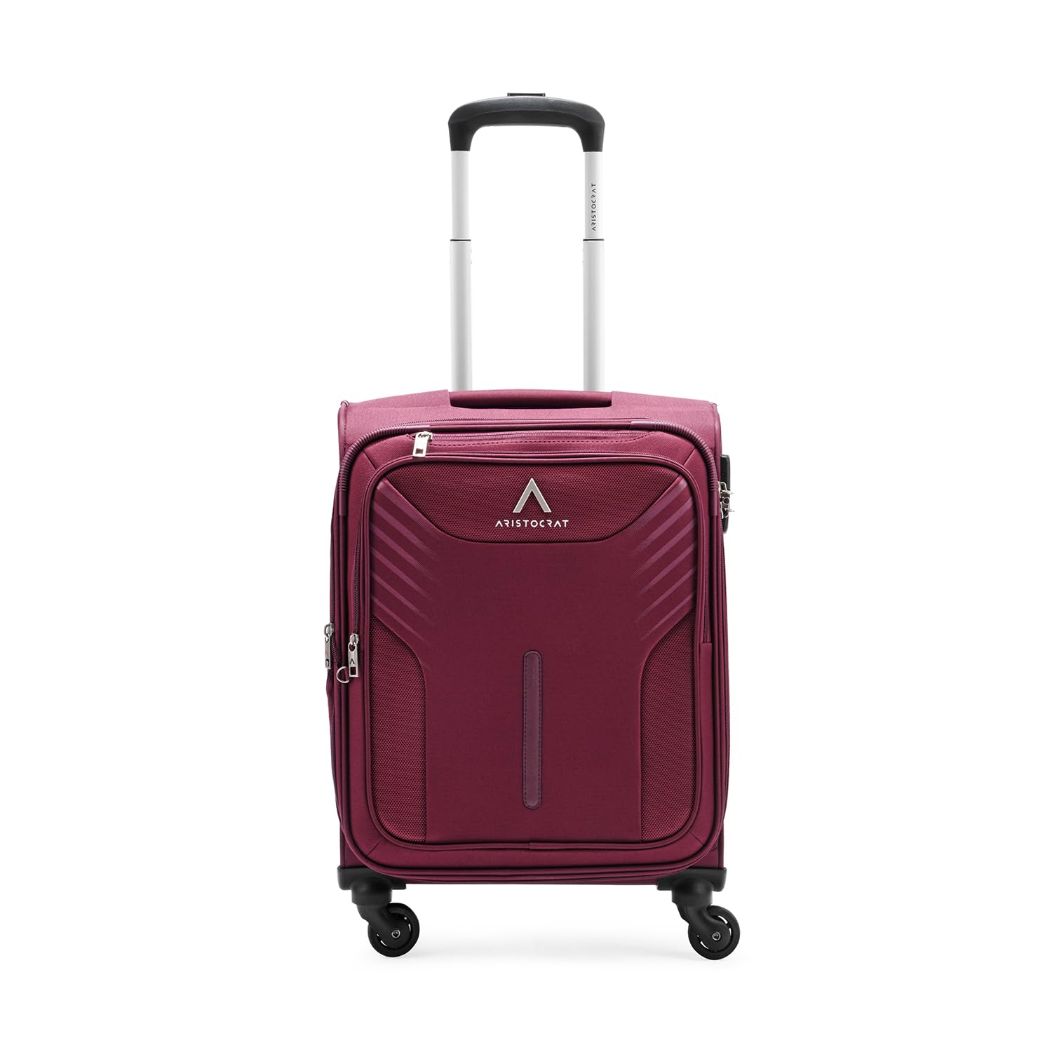 Aristocrat Polyester Mark 4W Str Cb (H) Mrn Softshell Inline Luggage Suitcase Bag (Maroon, Small), H-56 Centimeters