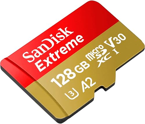 SANDISK Extreme Carte microSDHC UHS-I + SD Adapter, 128 Go (Jusqu’à 245 Mo/s en Lecture et 120 Mo/s en écriture, vidéo 5.3K, C10, V30, U3, A2) - 4
