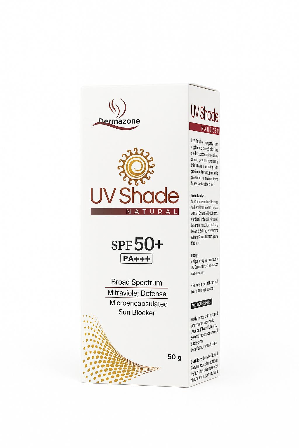 Dermazone UV Shade Nanogel SPF 50+ PA+++ | Broad Spectrum Sun Block | Lightweight Non-Greasy Sunscreen Gel for All Skin Types | UVA & UVB Protection | 50g