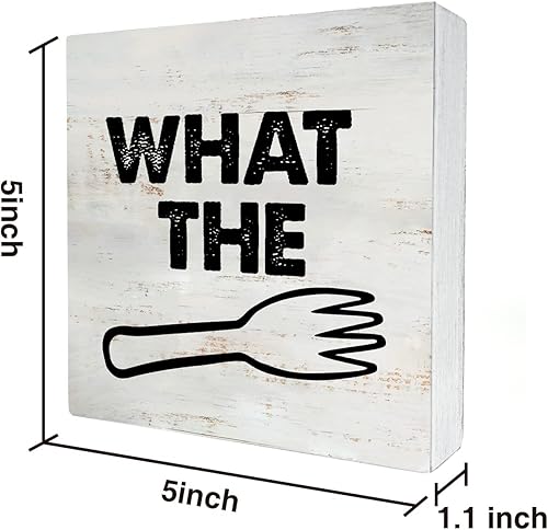 Miniatura 2 de Cartel rústico con texto en inglés What the Wood para caja de madera para cocina, decoración de estante de escritorio (5 x 5 pulgadas)