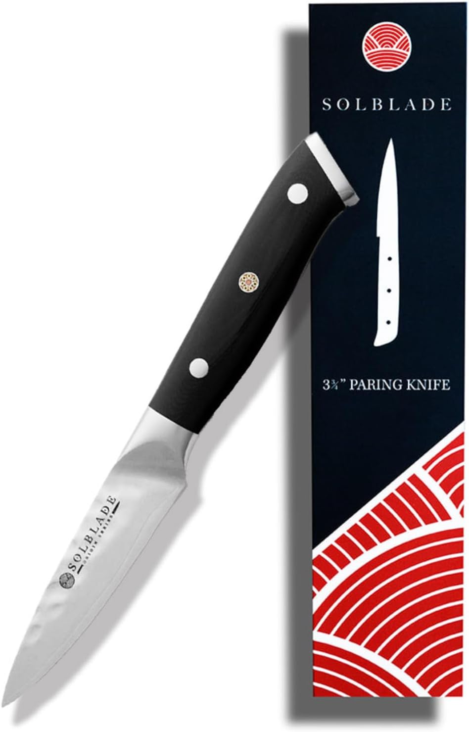 Paring Knife 3.75 inch Blade - Origin Series - VG10 Japanese Damascus Steel - Razor Sharp - G10 Black Handle - Professional Full Tang Paring Knife (Black) (Black)