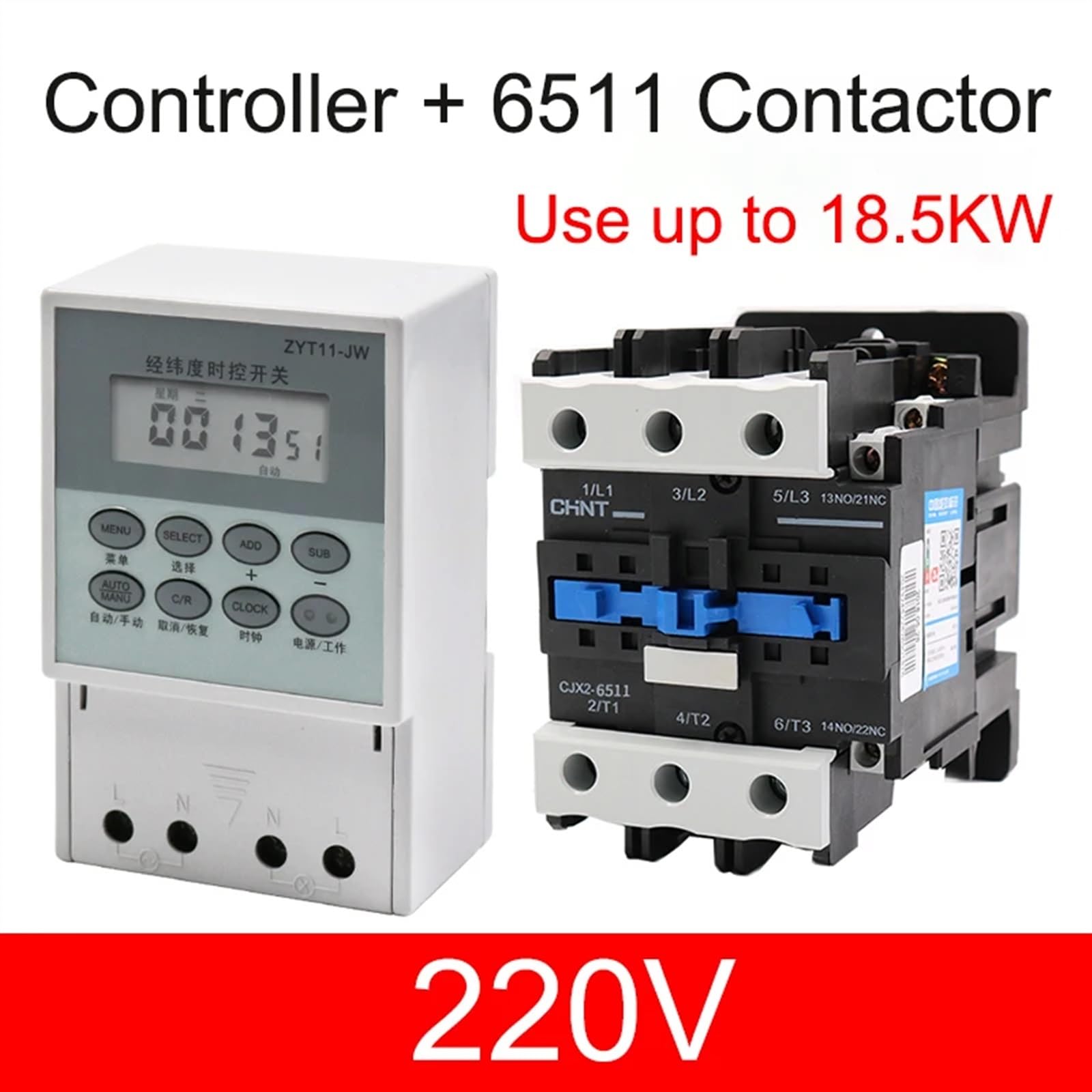 Kontroler stycznika ZYT11-JW, zasilacz 2, kW do 25, Przełącznik czasowy, Sterownik 220 V(Kit 8 (18.5kw))