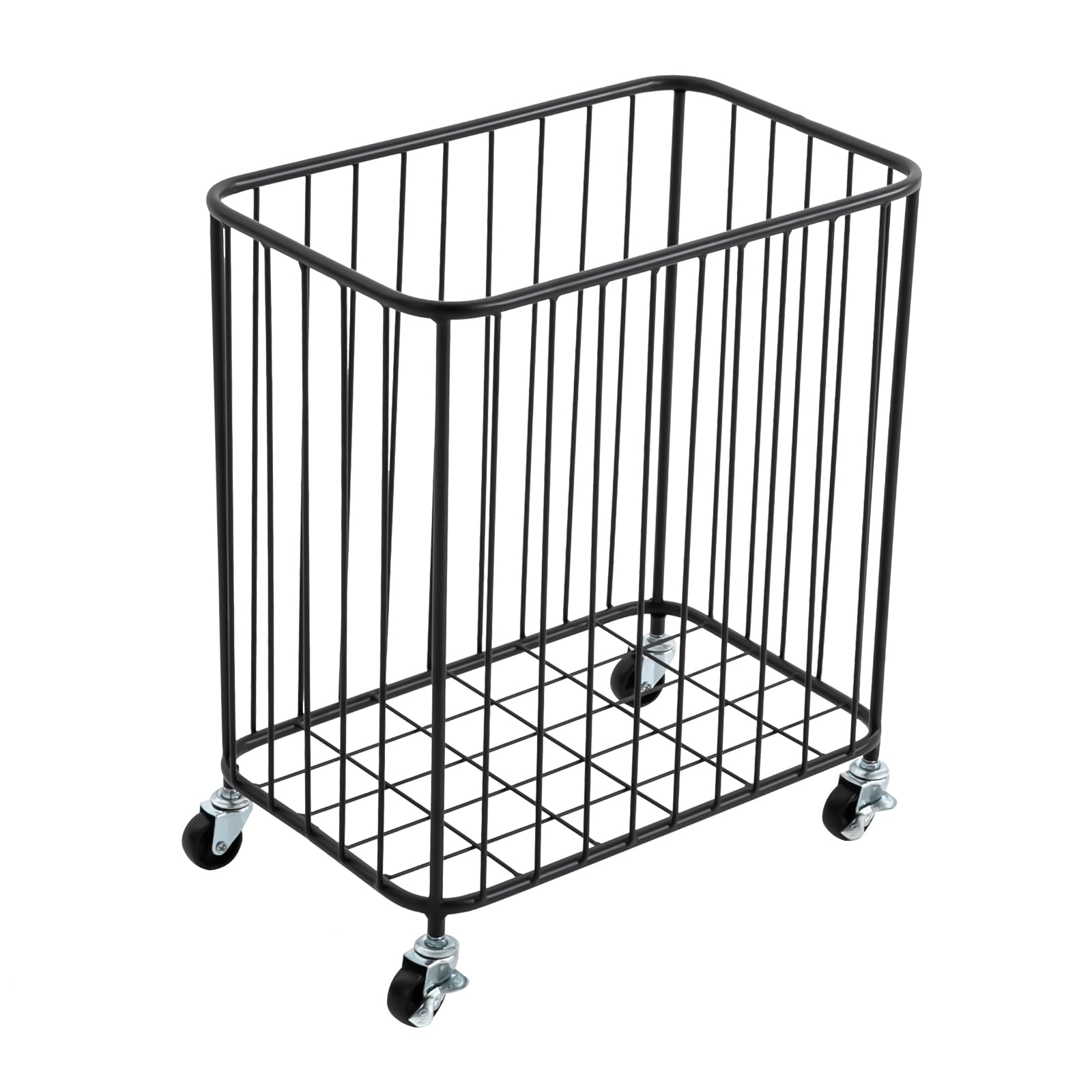 Rollender Wäschekorb, großer Metallkorbwagen mit Rädern, platzsparende Kleidungsaufbewahrung, Organisationsbehälter