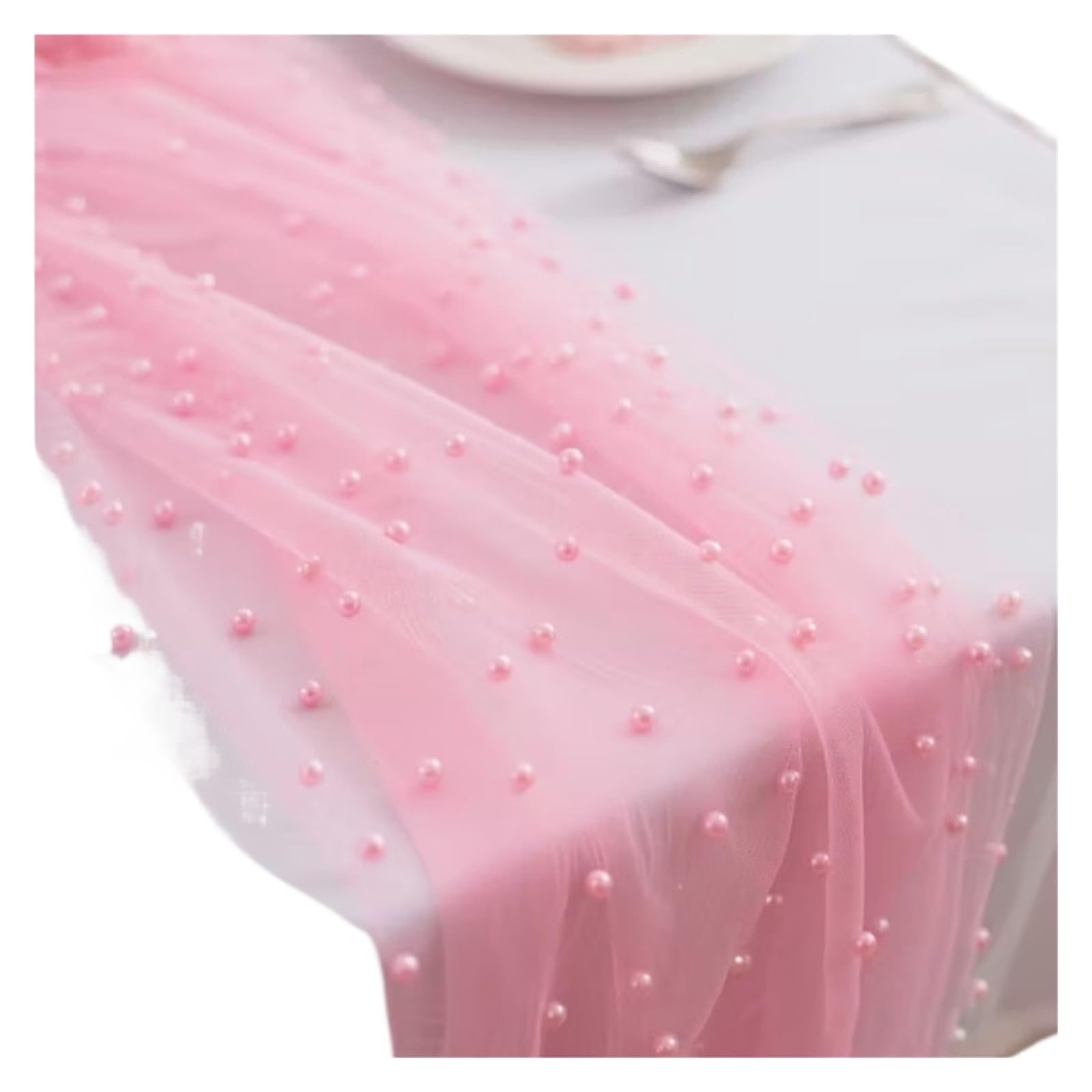 Chiffon Table Runner Table Runner Pearl Chiffon Semi-Transparent Gauze Tablecloth Party(Color 1,L)