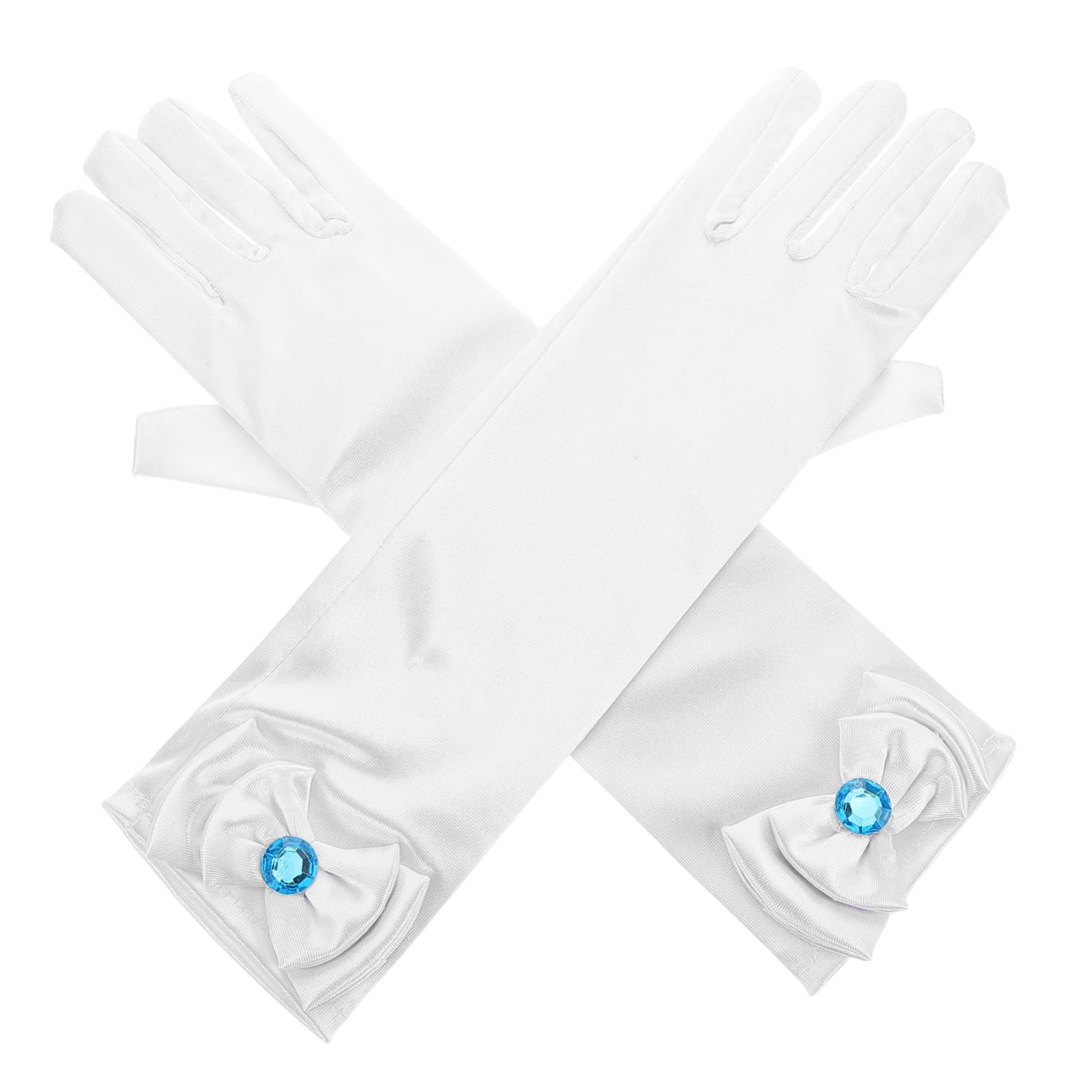 GALPADA 1 Pair Boys and Girls Bow Gloves Long Satin Princess Dress Gloves for Tea Party Stage Performance Cosplay