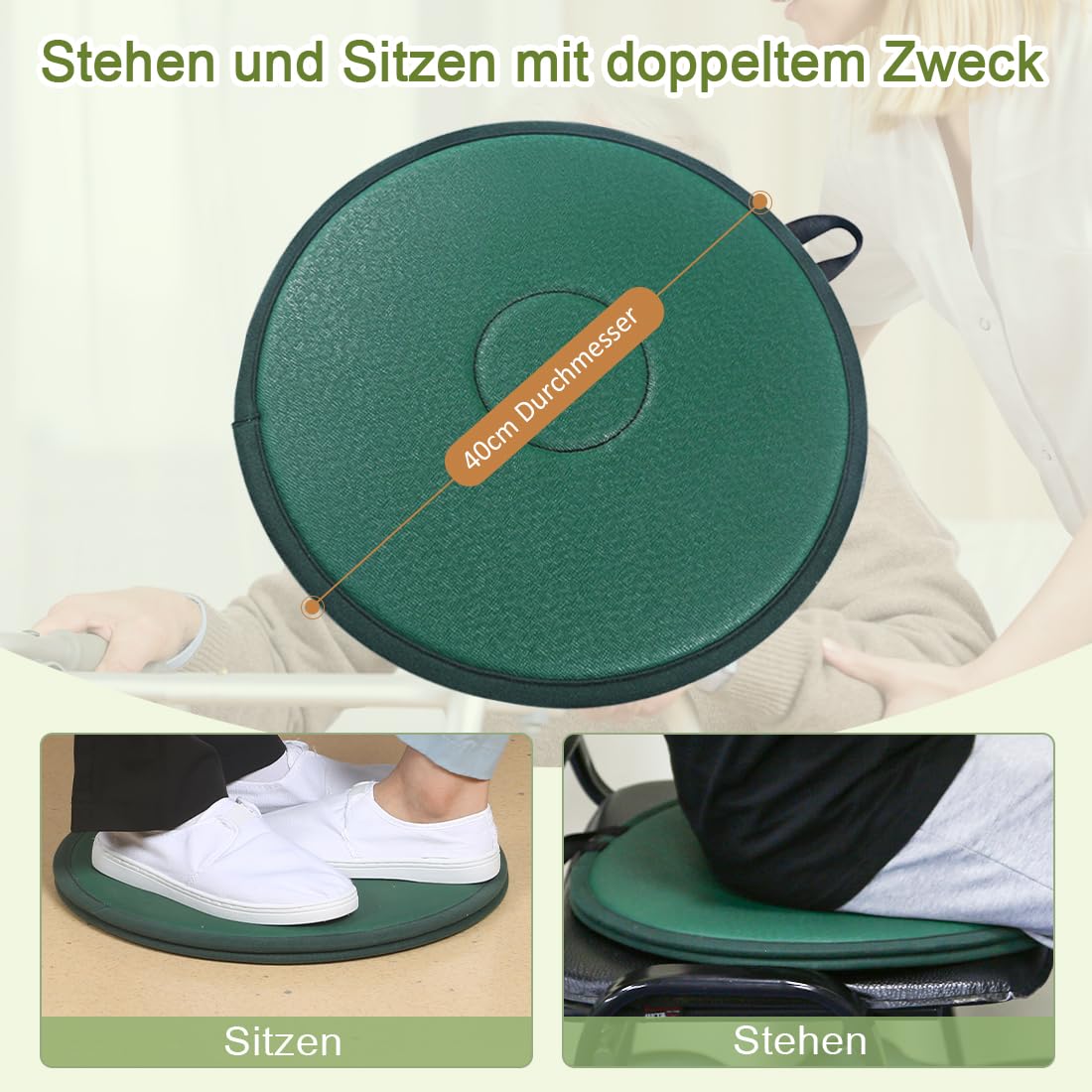 Disco pivote y tabla de transferencia de pacientes, dispositivos reversibles para personas mayores y discapacitadas, fácil de girar de la cama a la silla de ruedas, silla o coche, 15,7 pulgadas