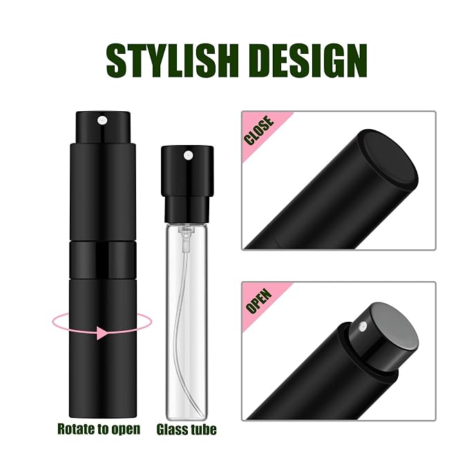 Atomizador mini rellenable 8ml mate negro 3 piezas miniatura 3