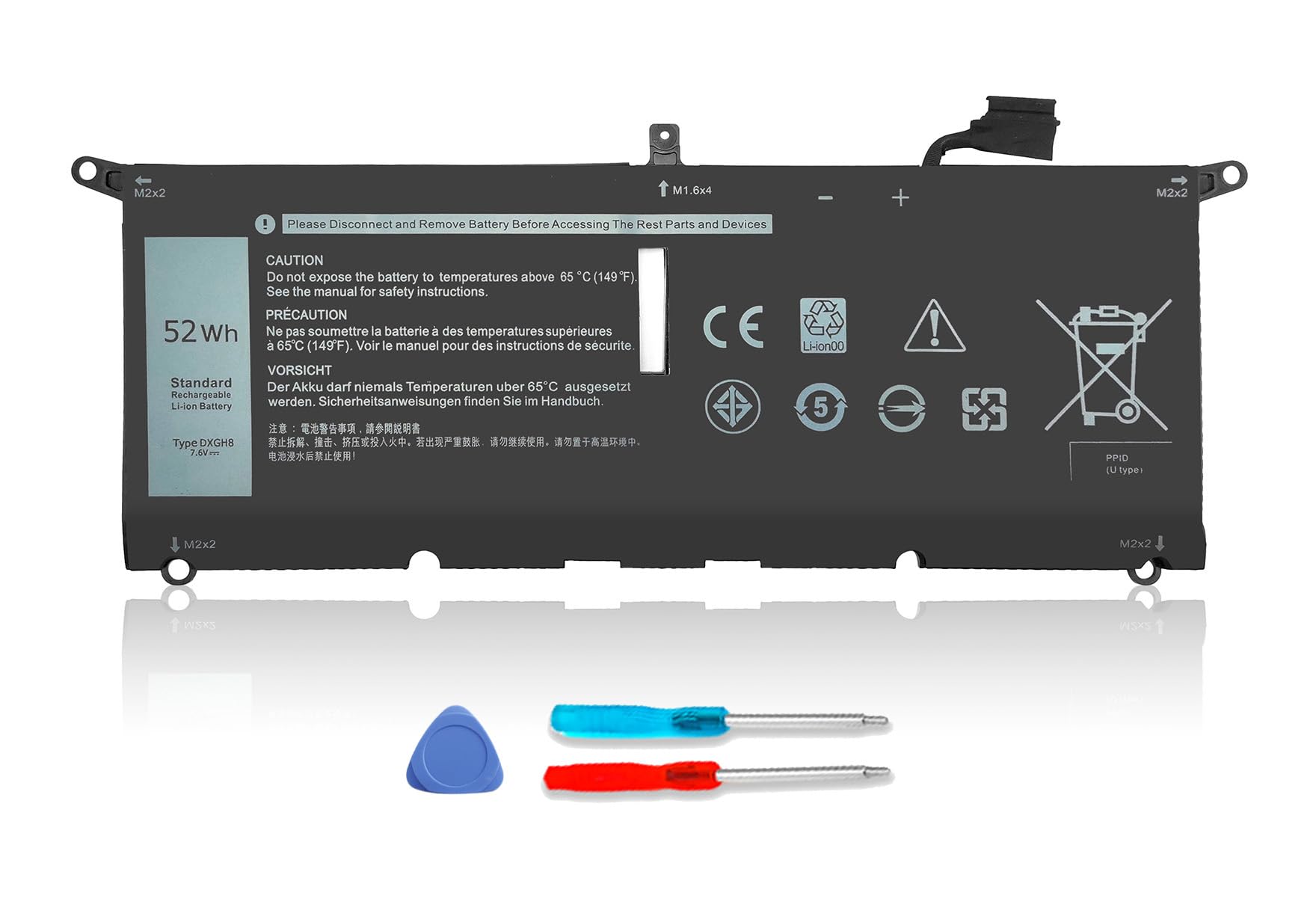 DXGH8 Battery for Dell XPS 13 9370 9380 2019 Inspiron 13 7390 7391 2-in-1 5390 5391 7490 Latitude 3301 E3301 Vostro 5390 5391 0H754V G8VCF H754V G8VCF6C HK6N5 P113G001 P82G P82G001 0V48RM V48RM 52Wh