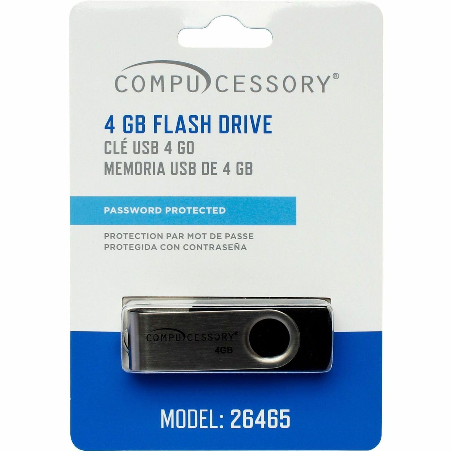 Compucessory 26465 Flash Drive 4GB Password Protected Black/Aluminum