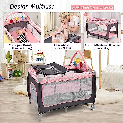 GYMAX Lettino Pieghevole 3 in 1 con Fasciatoio