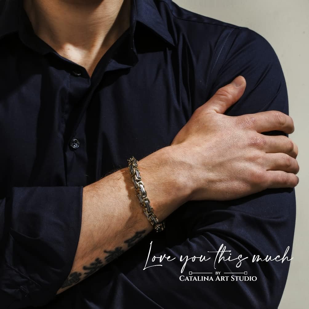 Love You This Much Father to Son Gift | Men's 5mm Twist Steel Bracelet | Present for Son from Dad | 8"+1" Extender | Luxury Gift Box & Card - Image 2