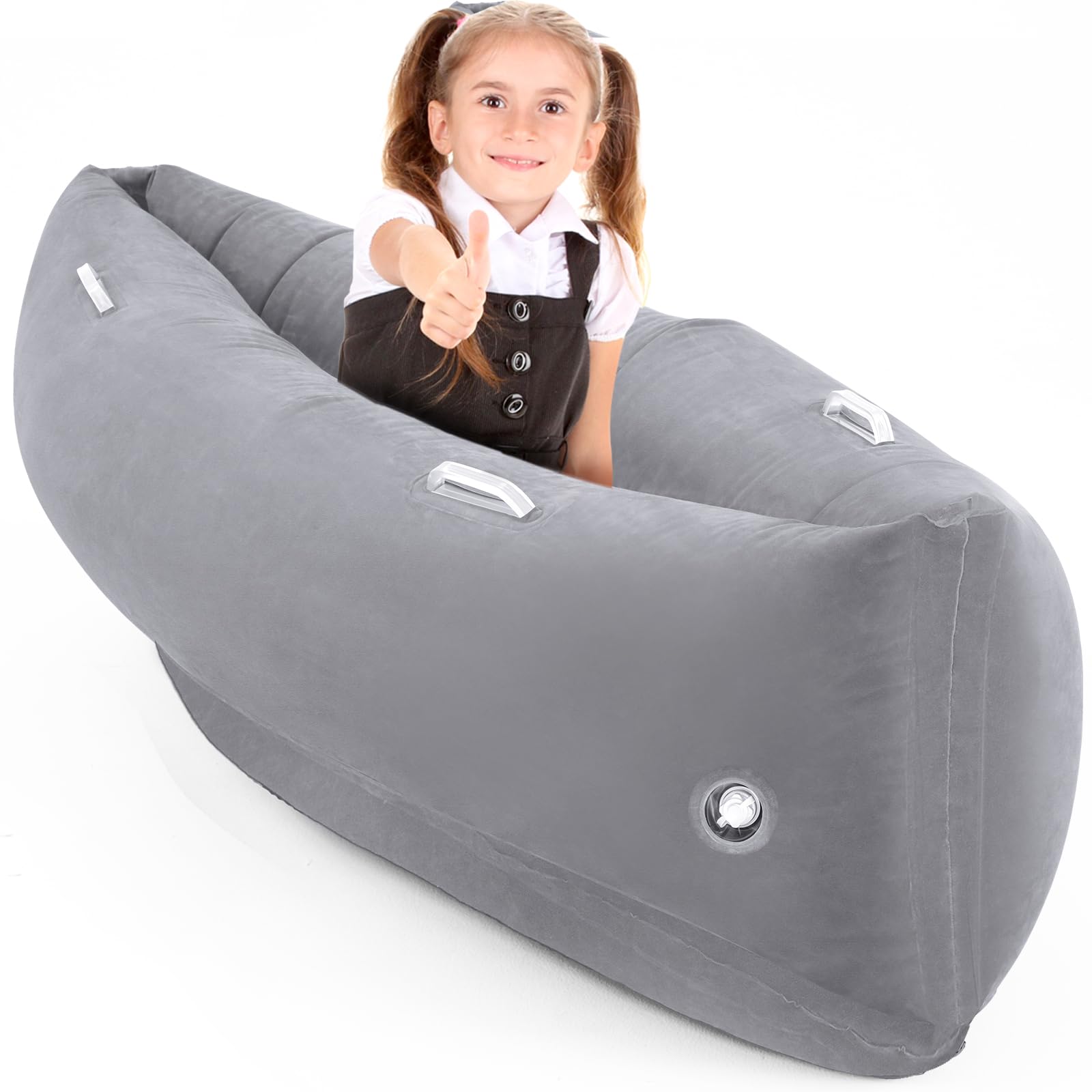Namalu Extra großer 203,2 cm / 152,4 cm bequemer Peapod sensorischer Stuhl für Kinder, Geschenk zum Lesen, Ecken, aufblasbares Klassenzimmermöbel, sensorisches Spielzeug für Kinder mit Autismus (grau
