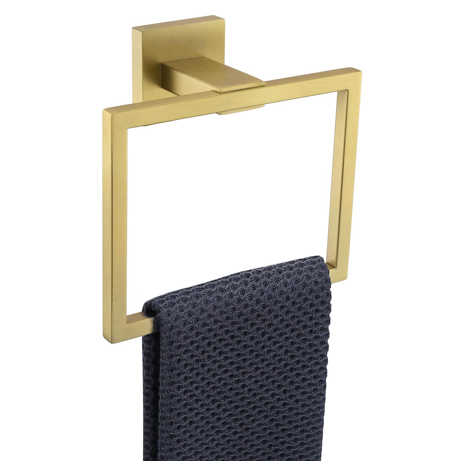 3-teiliges Badezimmer-Set Gebürstetes Gold - Handtuchhalter 61 Cm, Toilettenpapierhalter, Handtuchring