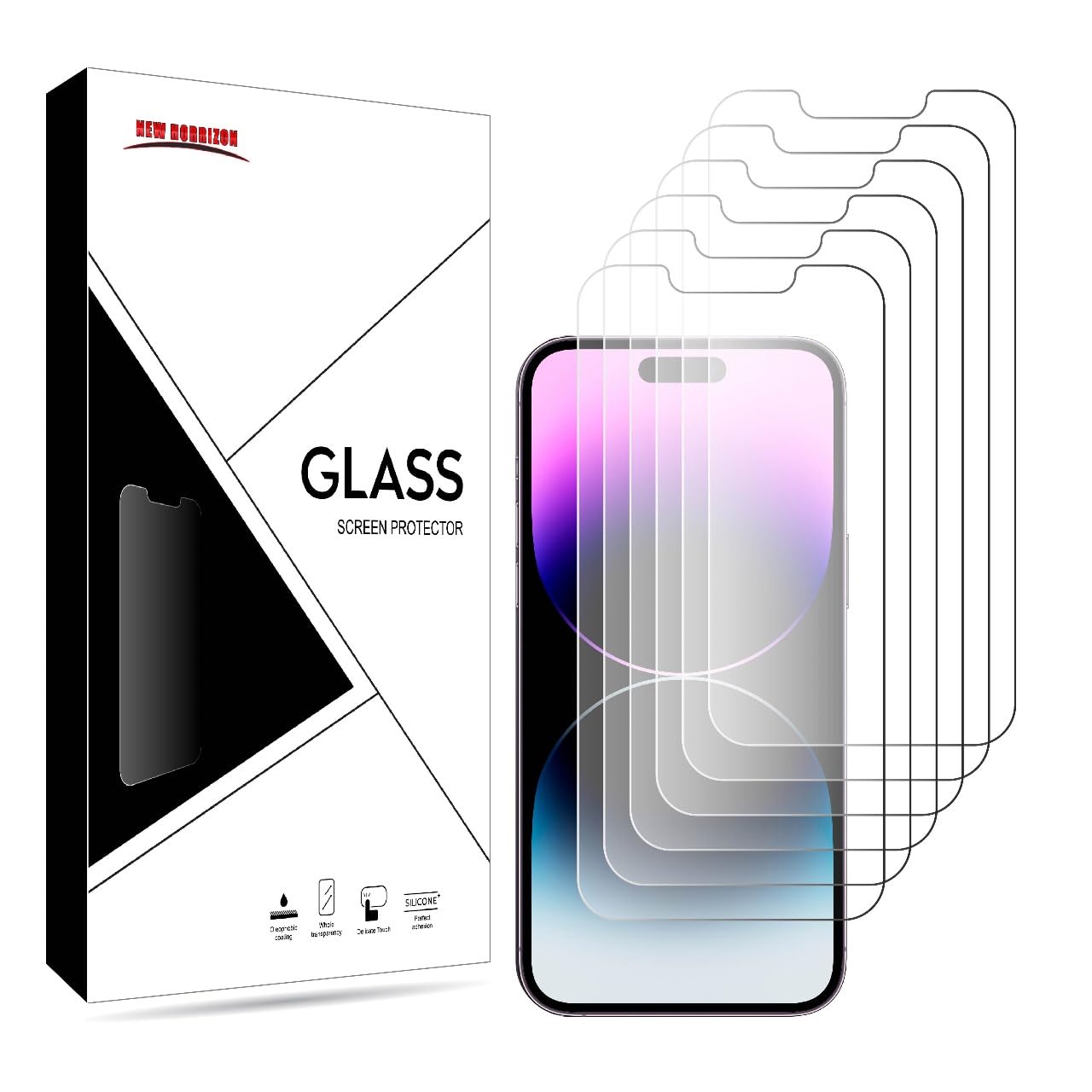 [6-Pack Screen Protector for iPhone 14, iPhone 13 & 13 Pro (6.1-Inch), Tempered Glass Film, [Life time Support][Anti-Shatter][Anti-Scratch] (iPhone 14/13 / 13 Pro)