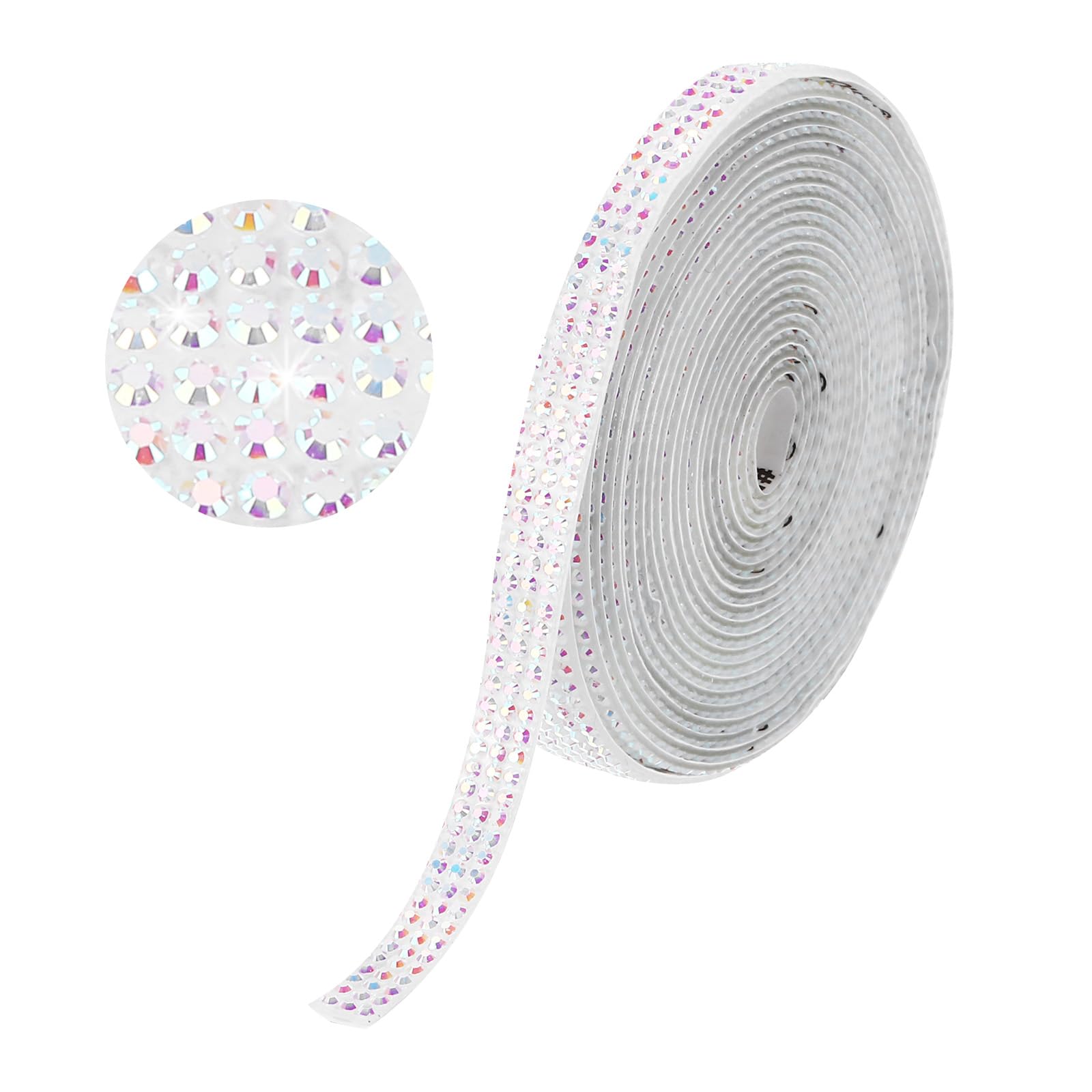 sourcing map Rhinestone Strips,3 Yard 6mm Adhesive Rhinestone Ribbon Bling Rhinestone Tape for for DIY Crafts, Party Car Phone Decorations, Beige AB