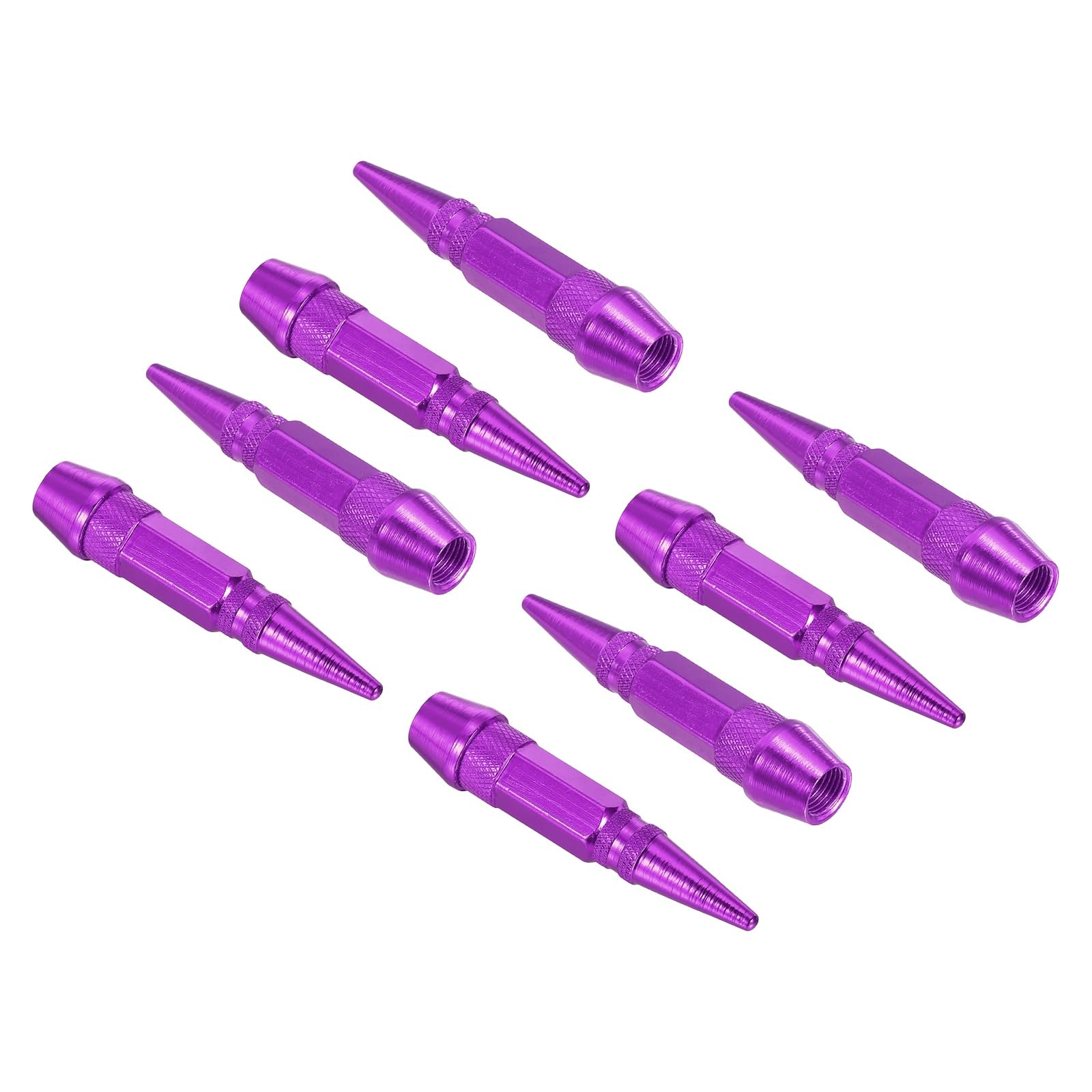 PATIKIL Spiked Shape Tire Valve Stem Caps 60mm, 8 Pcs Aluminum Alloy Car Wheel Valve Cap Universal Dustproof Tire Valve Covers for Car Bike Motorcycle Truck, Purple