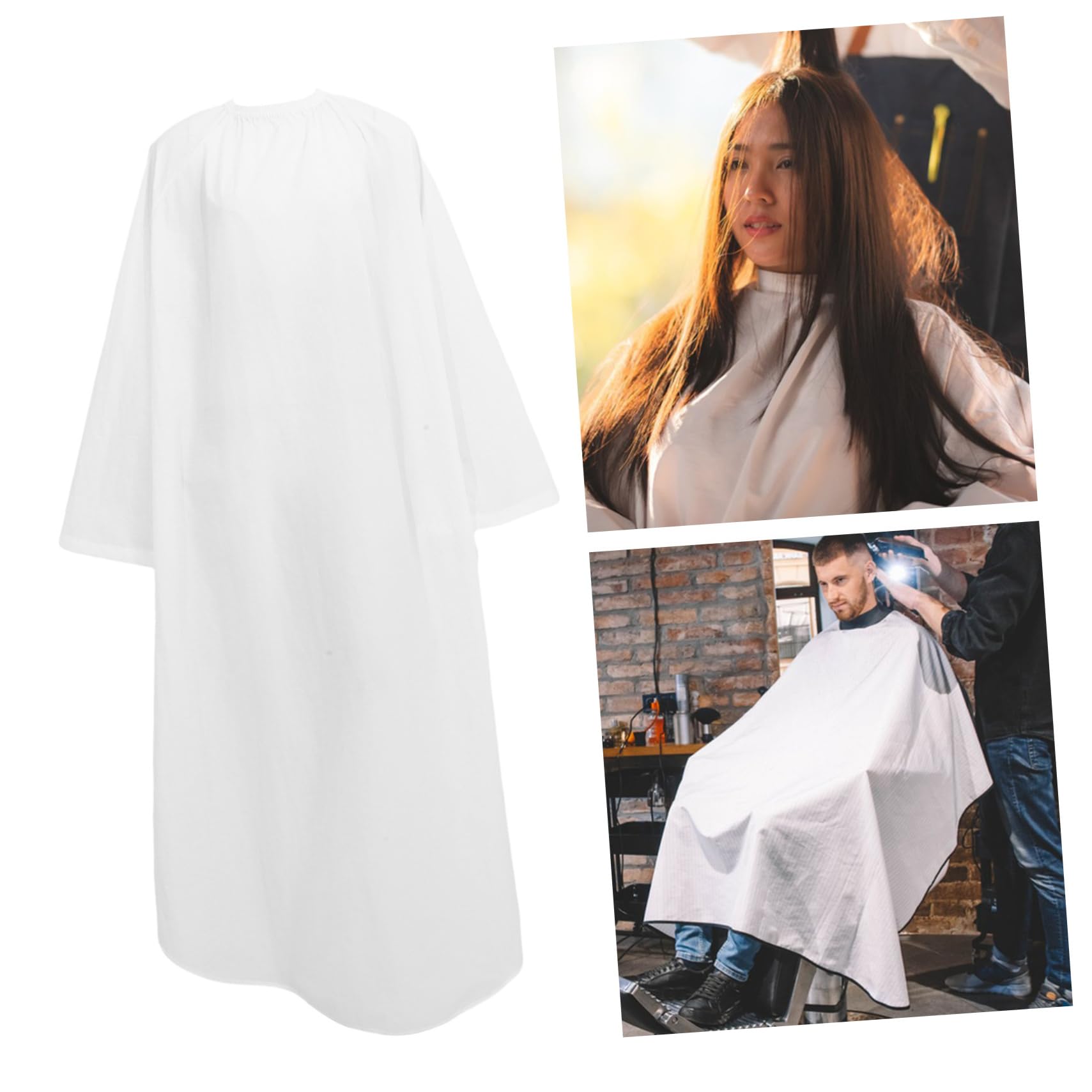 Baluue Friseurumhang mit Ärmeln, Oversized, Nylon TAFT, Weiß