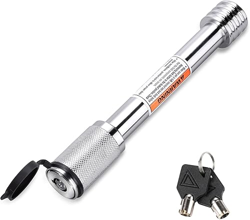CZC AUTO Cerradura de Enganche de Remolque 58" Diá., Pasador de Enganche con Cerradura 4" Súper Extra Largo Recubierto de Cromo con Llaves para