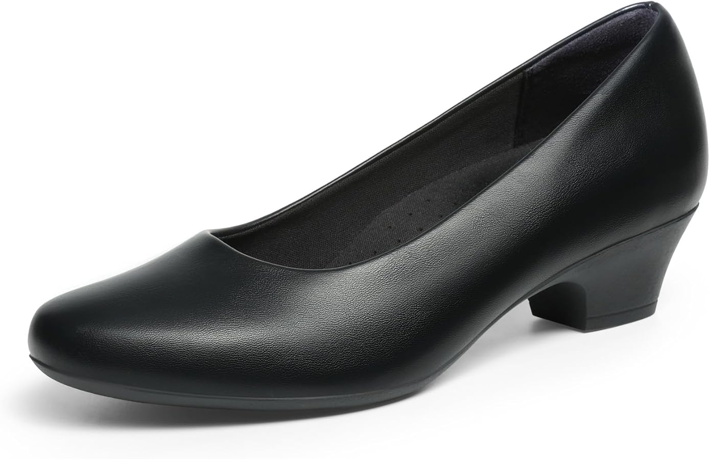 DREAM PAIRS Women's Pumps Closed Toe Dress Shoes,Black,5 | 1.6 inch Chunky Round Toe Comfortable Slip On Low Heels Formal Casual Work Office Business Daily Commute Wedding Party