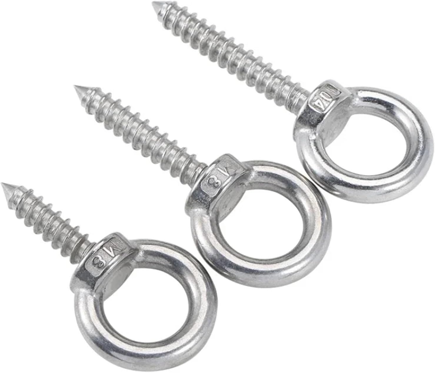 2 cáncamos de Acero Inoxidable for Ganchos Anillo Redondos | Tornillos autorroscantes de acero 304 con tuerca for elevación