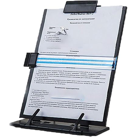 Citmage Schreibtisch-Buchständer Aus Metall – 6-fach Verstellbar 0–60°, Für Bücher, Tablets, Noten, Rezepte, Schwarz, Mit Klemmen
