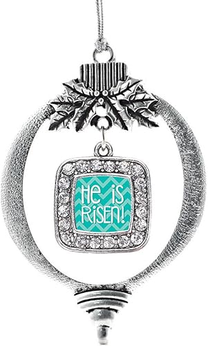 Miniatura 220 de Inspired Silver - My Vintage Initials - Adorno con dije de letra J - Adornos navideños cuadrados de plata con joyas de circonita cúbica