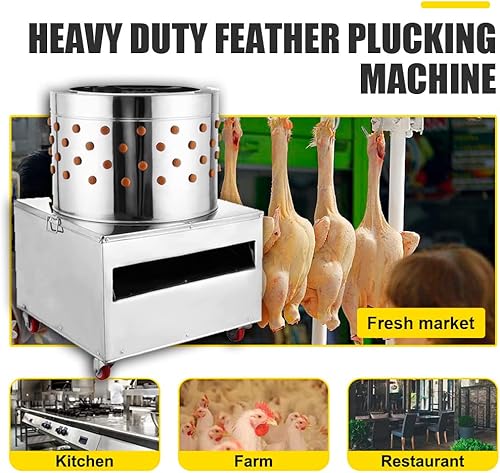 Miniatura 4 de DMC-FPPS Máquina desplumadora de pollo de acero inoxidable de 20 pulgadas, desplumadora de 110 V, 1500 W, 275 Rmin, procesador eléctrico de