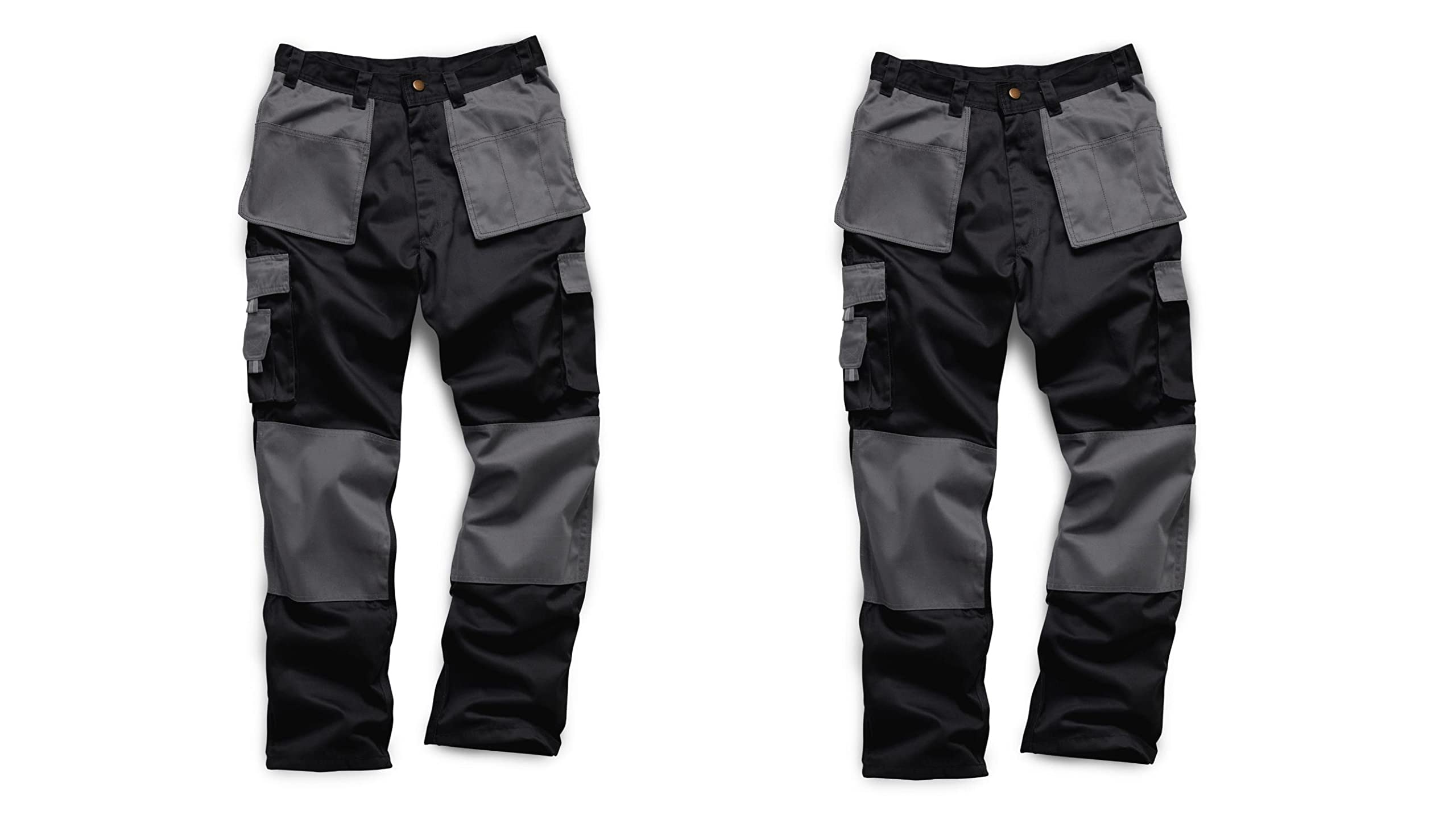 StandSafe Men Pro Heavy Duty Work Trouser (Pack of 2), Black/Grey, 38W / 32L